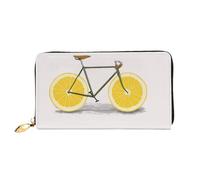 Leather Women'S Orange Bicycle Printed Wallets Large Capacity Card Holder Ladies Purse With Multiple Card Slots Long Ladies Purse With Zipper Compartment 19cm*10.5cm Ladies Purses Soft Leather