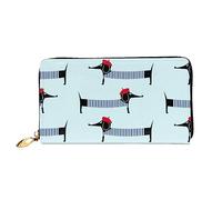 Leather Women'S Parisian Dachshund Printed Wallets Large Capacity Card Holder Ladies Purse With Multiple Card Slots Long Ladies Purse With Zipper Compartment 19cm*10.5cm Ladies Purses Soft Leather