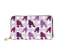 Leather Women'S Purple Poodle Polka Dot Wallets Large Capacity Card Holder Ladies Purse With Multiple Card Slots Long Ladies Purse With Zipper Compartment 19cm*10.5cm Ladies Purses Soft Leather