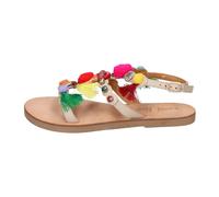 Leather Women's Sandals - female - Coral Blue - Flat Sandals - Multicolor - 4 UK - Shoes 4 UK