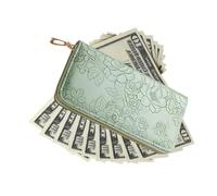 Leather Womens Wallet Zipper Change Pouch