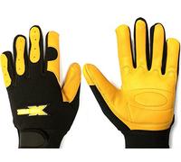 Leather Work Gloves Comfort Fit Stretch Back Padded Palm Working Gloves Ideal For Hard Working Hands S/M/L/XL (Medium)