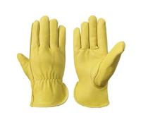 Leather Work Gloves Sheepskin Driving Men Motorcycle Gardening Safety Protective Fruit Picking Welding Glove(XL)