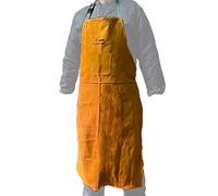 Leather Work Shop Apron, Buckle straps, Heat & Flame Resistant Heavy Duty Welding Apron, Yellow, Adult