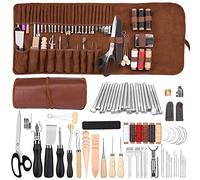 Leather Working Kit Leather Tool Kit Leather Craft Kits with Carving, Stamping & Sewing Tools and Custom Storage Bag for Cutting Punching