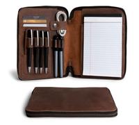 Leather Worx, Rustic A5 Notebook (5.75 x 8.25 inch.) Portfolio Binder, Executive Padfolio for Office, Personal Planner for Men and women, Full Grain Leather, Handmade, Bourbon Brown