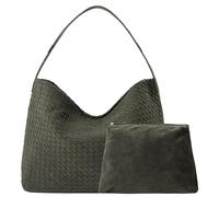 Leather Woven Tote Bag for Women, Vintage Suede Woven Hobo Bag, Large Crossbody Shoulder Slouchy Handbag, Green, L