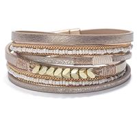 leather wrap bracelets for women, boho leopard multi-layer crystal cuff bracelet jewelry A),Seed d(Khaki),A