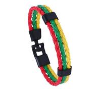 Leather Wrist Bracelet For Men, National Flag Braided Bracelet Multi-Layer Twist Braided Leather Bracelet Simple Football Bracelets Vintage Ethnic Lithu
