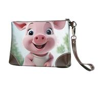 Leather Wristlet Clutch Purse For Women Ladies Cell Phone Pouch Bag Clutch Wallet Pink Little Pig Zipper Handbags Purse Gifts For Women