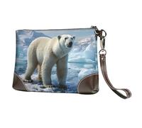 Leather Wristlet Clutch Purse For Women Ladies Cell Phone Pouch Bag Clutch Wallet Polar Bear Ice Zipper Handbags Purse Gifts For Women
