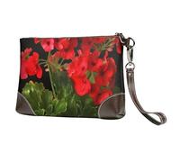 Leather Wristlet Clutch Purse For Women Ladies Cell Phone Pouch Bag Clutch Wallet Red Geraniums1 Zipper Handbags Purse Gifts For Women