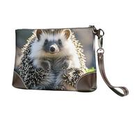 Leather Wristlet Wallet Clutch Purses For Women Small Wallet Purses Clutch Handbags Hedgehog Sitting On Top Zipper Purse For Ladies Women Gifts