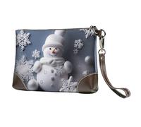 Leather Wristlet Wallet For Women Ladies Clutch Purses Small Wallet Purses Clutch Handbags Snowman Stars And Snowflakes Zipper Purse Gifts For Women