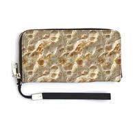 Leather Wristlet Wallets for Women - Pancake Pattern Print Small Ladies Wallet Hand Purse with Zipper