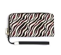 Leather Wristlet Wallets for Women - Wine Red Zebra Pattern Print Small Ladies Wallet Hand Purse with Zipper