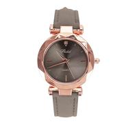 Leather Wristwatch Casual Watch Analog Crystal Women Fashion Quartz Luxury Women's Watch Slip through Watch Strap (Grey, One Size)