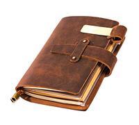 Leather Writing Journal Notebook For Men & Women - Leather Notepad, Pocket Notebook 5.3" x 4", 180 Pages - Sketchbook for traveling with Pen Holder, Card Holder, Handmade Refillable Travel Diary