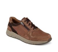 Leather Zip & Lace Fasten Casual Shoes - Brown Size 9