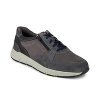 Leather Zip & Lace Fasten Casual Shoes - Navy Size 9