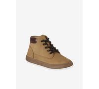 Leather Zip-Up Boots with Elasticated Laces for Boys beige