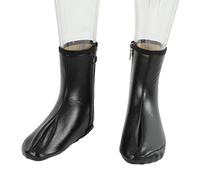 Leather Zipper Socks, Unisex Waterproof Muslim Islamic Thermal Prayer Winter Socks, Khuffy Leather Black for Men and Women, Size 35-40