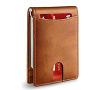 Leatherboss Carbon Fiber Slim RFID Blocking Wallet for Men - Minimalist Bifold with Money Clip, 6 Card Slots, ID Window, Chocolate, Bifold Wallet