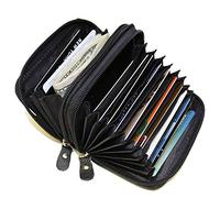 Leatherboss Genuine Leather RFID Protected Identity Safe Double Zipper Accordion Wallet
