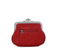 LeatherBoss Large Coin Purse Double Frame With Zipper Pocket Red Size: s 3.1/2" x 5.1/2"