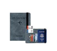 Leatherboss Passport Holder Travel Wallet for Men Women | RFID Blocking Cover with Elastic Band, Card Slots & Document Organizer for Boarding Pass and Currency, Sea Blue, Passport Wallet
