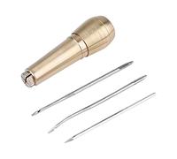 Leathercraft Sewing Handle, 3 Needles Copper Handle Sewing Awl Leather Shoe Repair Tool,Canvas Leather Sewing Awl Needle with Copper Handle