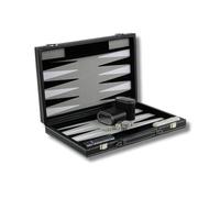 Leatherette Backgammon Set Graphene Grey 18 Inch
