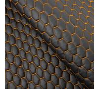 Leatherette Car Seat Upholstery Fabric, 130cm Width Multiple Stitching Colours, Supplied by The Metre as Continuous Piece (Orange Stitch/Honey Quilted)
