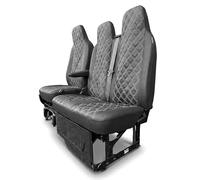 Leatherette Van Seat Covers Driver & Double Passenger - Waterproof Diamond Stitch Heavy Duty Leather Style Seat Protectors for Transit, Vivaro, Sprinter and more.