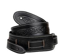 Leathergraft Celtic Guitar Strap - Natural Tooling Leather with Traditional Celtic Pattern - Suitable for Acoustic, Electric, or Bass Guitar - Adjustable Strap - 5cm Wide
