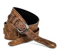 Leathergraft Fab Softy Guitar Strap - Padded with Real Italian Leather with Sponge in Middle - Fully Adjustable Strap - Classic Style - 6.5 Cm Wide - Honey