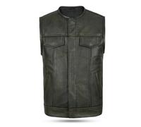 Leatherick Anarchy distressed brown vintage biker leather waistcoat (UK, Numeric, 48, Regular, Regular, Distressed Brown)