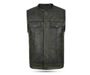 Leatherick Anarchy distressed brown vintage biker leather waistcoat (UK, Numeric, 48, Regular, Regular, Distressed Brown)