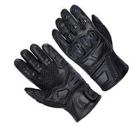 Leatherick CE Certified Black Genuine Leather Men’s Motorcycle Gloves with Protective Knuckles, Padded Palm with TPR Slider & Touch Screen Compatibility (M)