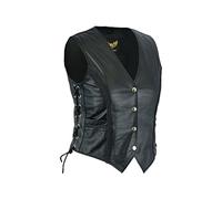 Leatherick Ladies Braided Biker Style Leather Waistcoat (S) (8) Black