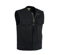 Leatherick Men SOA Black Denim Collarless Biker Vest Waistcoat with Gun Pockets (M) Black