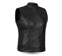 Leatherick Mens Anarchy Premium Cowhide Motorcycle Leather Black Waistcoat (UK, Alpha, S, Regular, Regular)