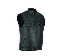 Leatherick Mens Anarchy Premium Cowhide Motorcycle Leather Black Waistcoat (UK, Numeric, 48, Regular, Regular)