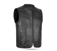 Leatherick Men's Genuine Cowhide Leather Motorcycle Vest - Classic Biker Vest with Front Zipper Closure for Comfort & Timeless Style (UK, Alpha, 3XL, Regular, Regular, Black)