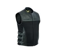 Leatherick Men's Motorcycle Warrior Style Tactical Leather Waistcoats Biker Vests (L, Tactical Style (Denim & Leather))