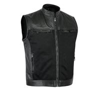 Leatherick Mens Perforated Style Top Grain Buffalo Leather Bikers Waistcoat Black (XL)