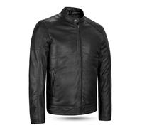 Leatherick Mens Premium Lambskin Biker Jacket - Cafe Racer Leather Motorcycle Jacket with Zipper & Multiple Pockets (UK, Alpha, XXL, Regular, Regular, Black)