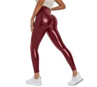 LeatherLeggings for Women Faux Leather High Waist Butt Lift Leggings Slim Fit Full Length Tight Trousers Y2K Punk Gothic Streetwear Festival Party Night Clubwear Dress Up Outfits Pants Trousers Red