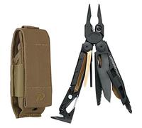 Leatherman 850022 Mut - Military multi-tool with bronze carbon scraper, with a total of 16 built-in tools, made in USA, black finish with a black Molle holster,Black With Brown Molle Sheath