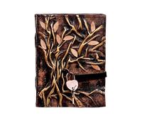 LEATHEROOZE Tree Of Life Leather journal with Lock and Key, leather notebook, travel journal, personalized leather diary tree of life with hear shaped lock